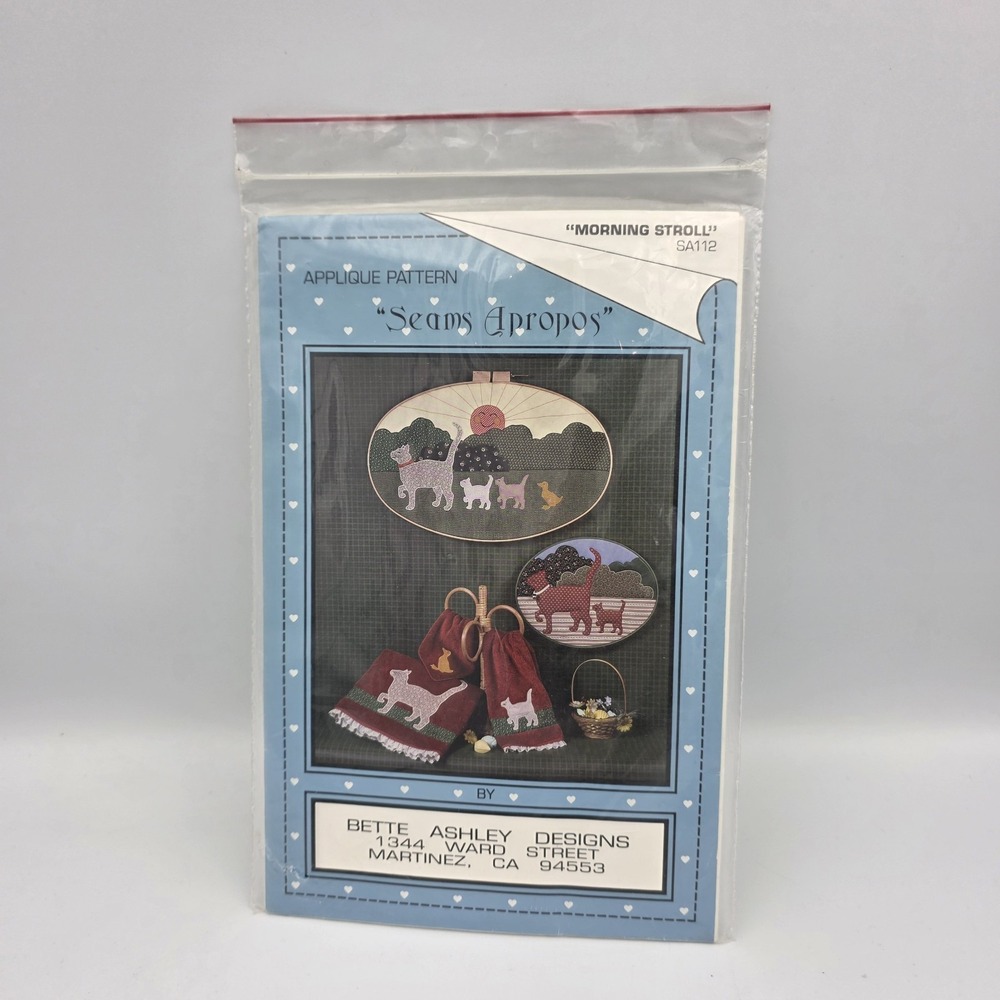 VTG‎ Morning Stroll SA112 Cat Applique Pattern by Bette Ashley Designs Morning